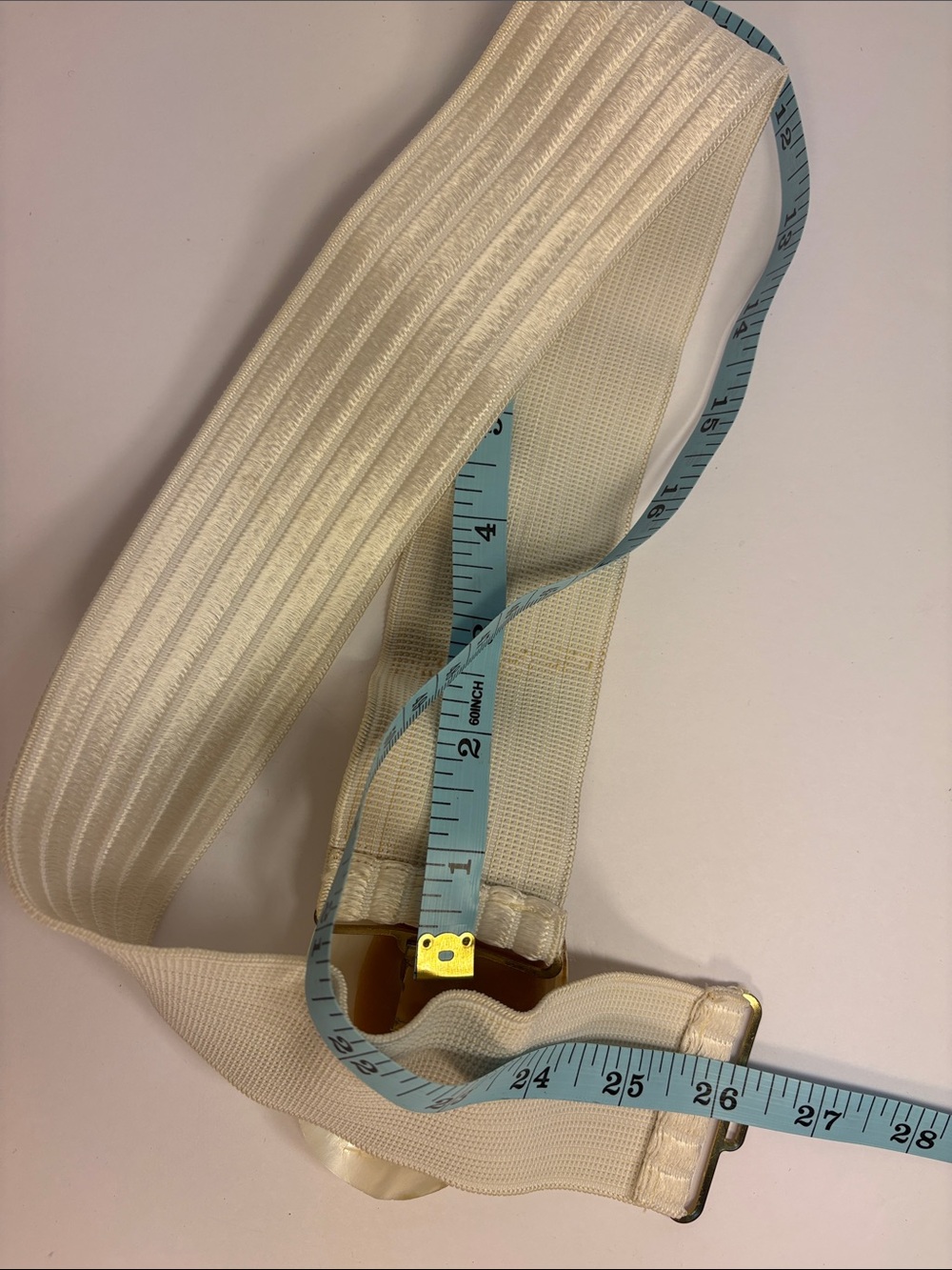Vintage Abalone Pearlescent Shell Accent Stretch Waist Belt - Cream - Picture 5 of 11